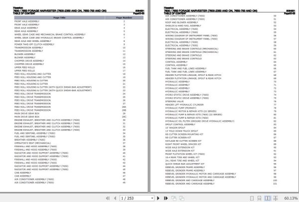 Hesston Forage Harvester 7600 7650 Parts Catalog 8084931 1