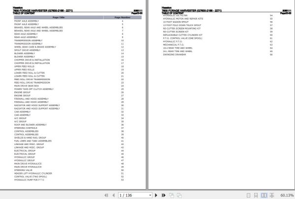 Hesston Forage Harvester 7600 Parts Catalog 8080111 1