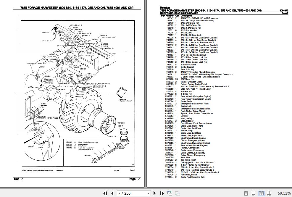 Hesston Forage Harvester 7655 Parts Catalog 8084873