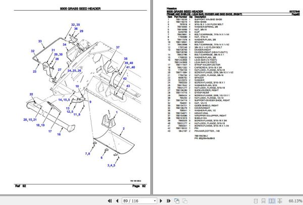 Hesston Grass Seed Header 9005 Parts Catalog 00727649 3