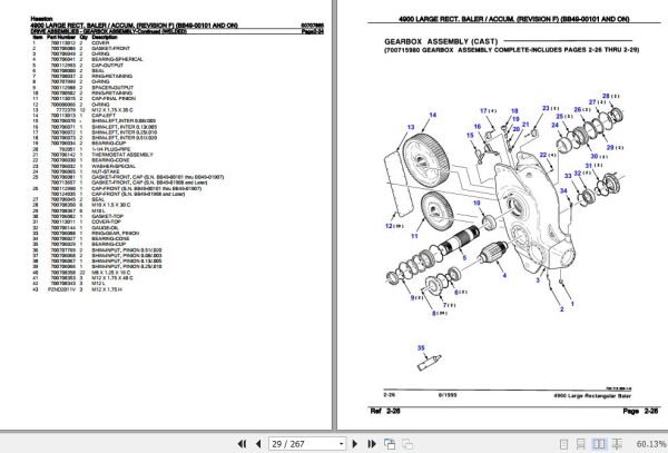 Hesston Large Rect. Baler 4900 Parts Catalog 00707865 2