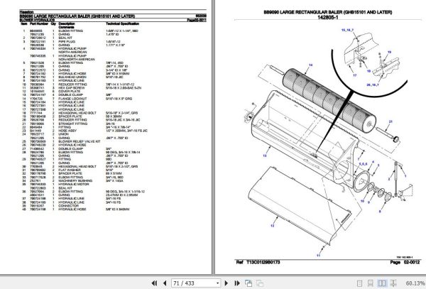 Hesston Large Rectangular Baler BB9090 Parts Catalog 652038 3