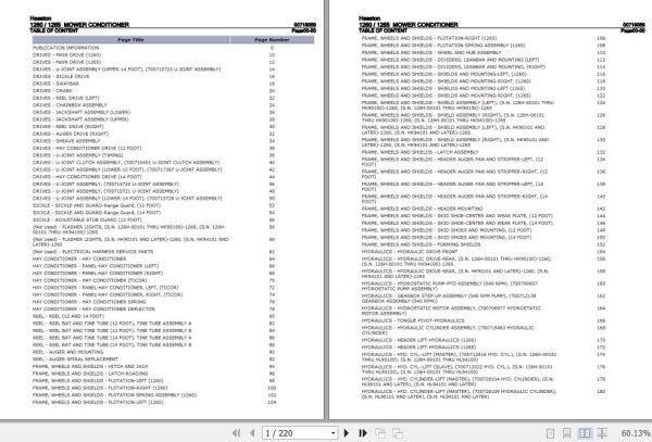 Hesston Mower Conditioner 1260 1265 Parts Catalog 00719059 1