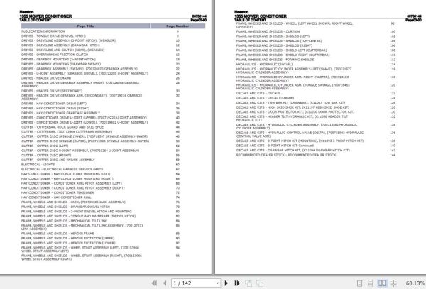 Hesston Mower Conditioner 1355 Parts Catalog 00730144 1
