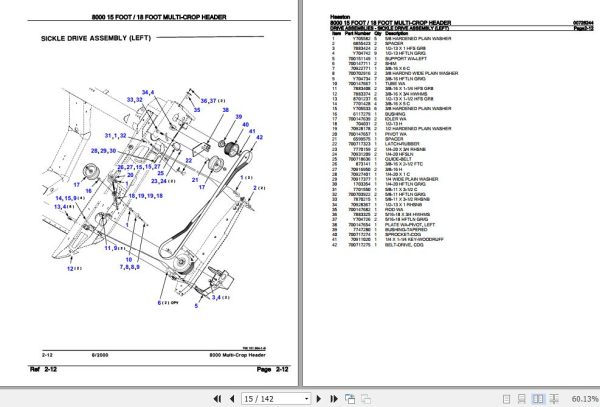 Hesston Multi Crop Header 8000 15 Foot 18 Foot Parts Catalog 00726244 2