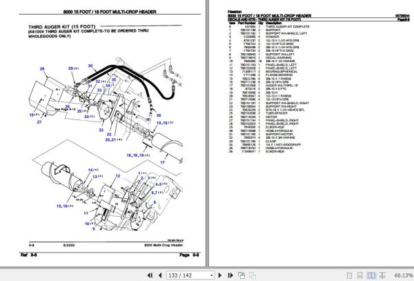 Hesston Multi Crop Header 8000 15 Foot 18 Foot Parts Catalog 00726244 3