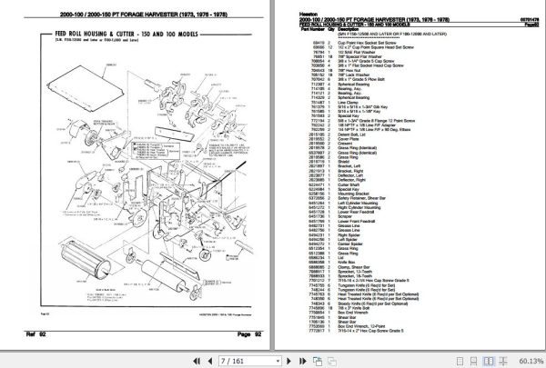 Hesston PT Forage Harvester 2000 100 2000 150 Parts Catalog 00701478 2