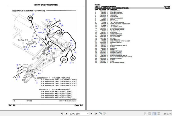 Hesston PT Grain Windrower 1200 Parts Catalog 00710768 2