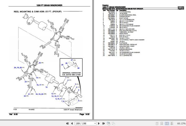 Hesston PT Grain Windrower 1200 Parts Catalog 00710768 3