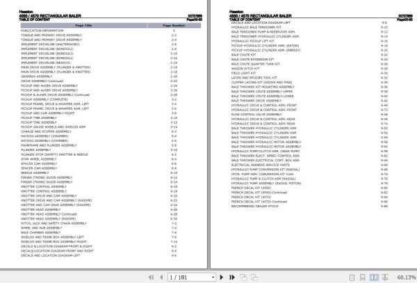 Hesston Rectangular Baler 4550 4570 Parts Catalog 00707859 1