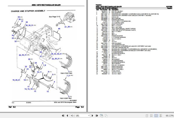 Hesston Rectangular Baler 4550 4570 Parts Catalog 00707859 2