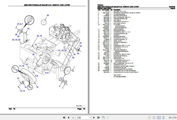 Hesston Rectangular Baler 4550 Parts Catalog 00728762 2