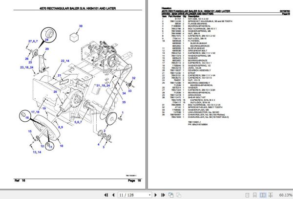 Hesston Rectangular Baler 4570 Parts Catalog 00728763 2