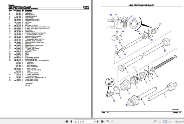 Hesston Rectangular Baler 4590 Parts Catalog 00709772 2