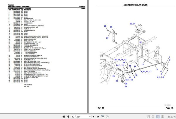 Hesston Rectangular Baler 4590 Parts Catalog 00709772 3