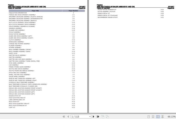 Hesston Rectangular Baler 4655 Parts Catalog 00710677 1