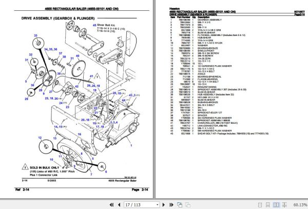 Hesston Rectangular Baler 4655 Parts Catalog 00710677 2