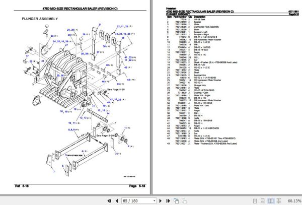 Hesston Rectangular Baler 4750 MID SIZE Parts Catalog 00711801 3