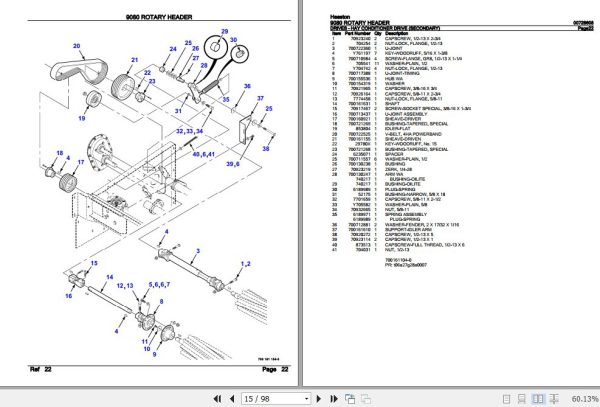 Hesston Rotary Header 9080 Parts Catalog 00728608 2