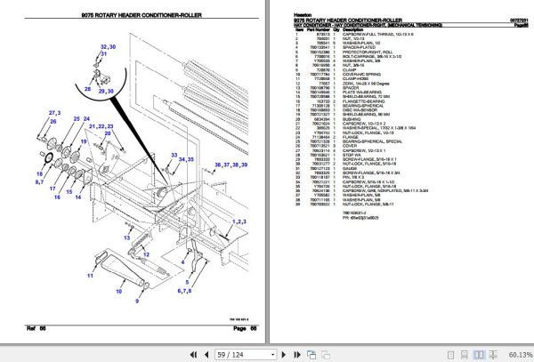 Hesston Rotary Header Conditioner Roller 9075 Parts Catalog 00727231 3