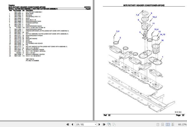 Hesston Rotary Header Conditioner Spoke 9075 Parts Catalog 00727374 2