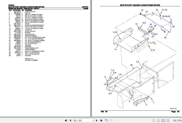 Hesston Rotary Header Conditioner Spoke 9075 Parts Catalog 00727374 3