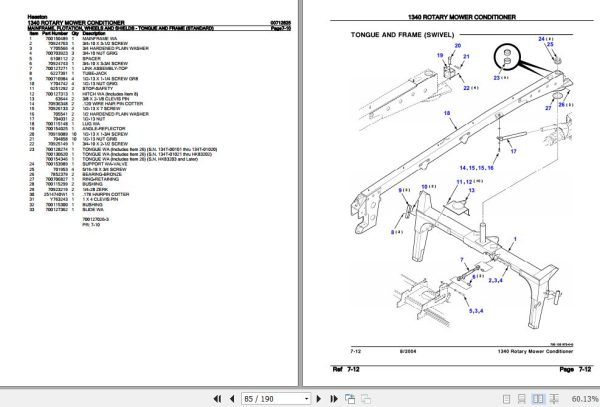 Hesston Rotary Mower Conditioner 1340 Parts Catalog 00712625 2