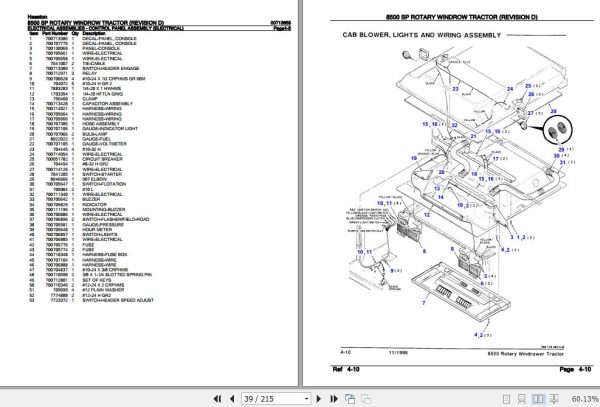 Hesston Rotary Windrow Tractor 8500SP Parts Catalog 00713658 2