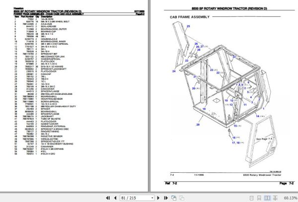 Hesston Rotary Windrow Tractor 8500SP Parts Catalog 00713658 3