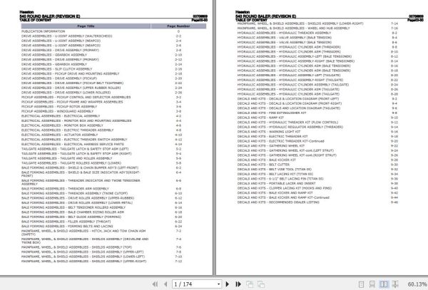 Hesston Round Baler 540 Parts Catalog 00709809 1