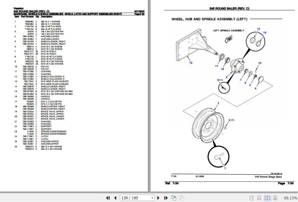 Hesston Round Baler 545 Parts Catalog 00716040 3