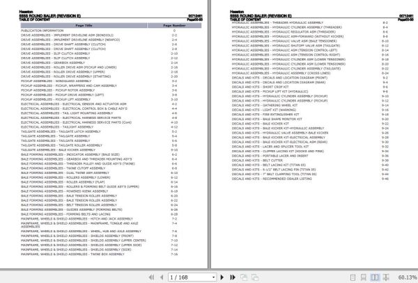 Hesston Round Baler 555S Parts Catalog 00712461 1