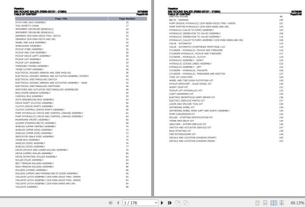 Hesston Round Baler 560 Parts Catalog 00708086 1