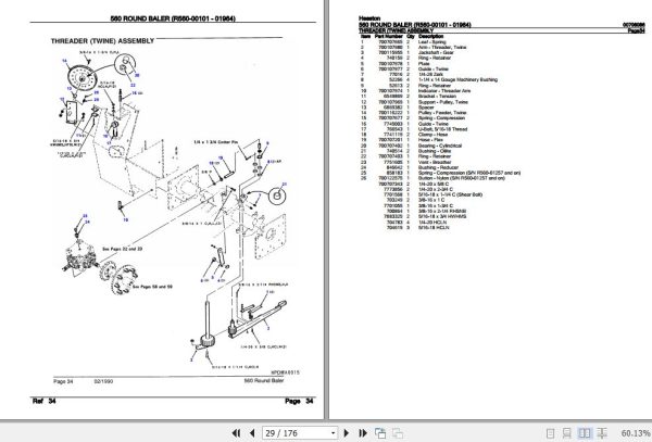 Hesston Round Baler 560 Parts Catalog 00708086 2