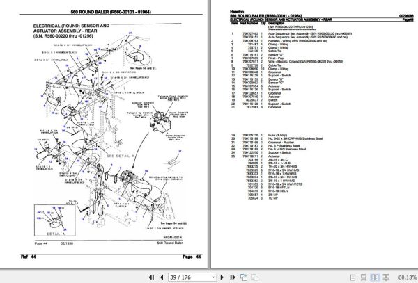 Hesston Round Baler 560 Parts Catalog 00708086 3