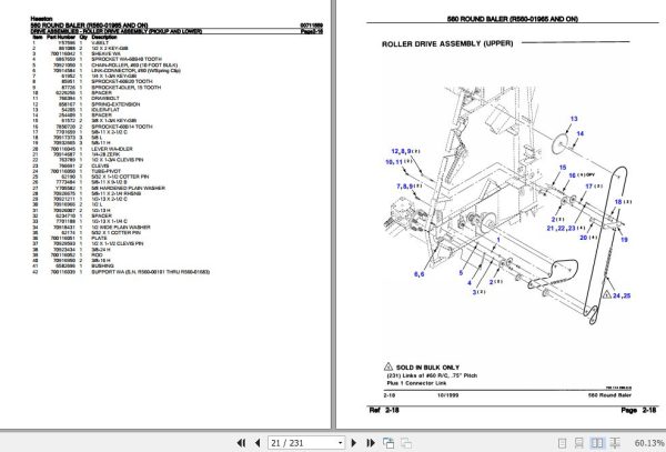 Hesston Round Baler 560 Parts Catalog 00711559 2