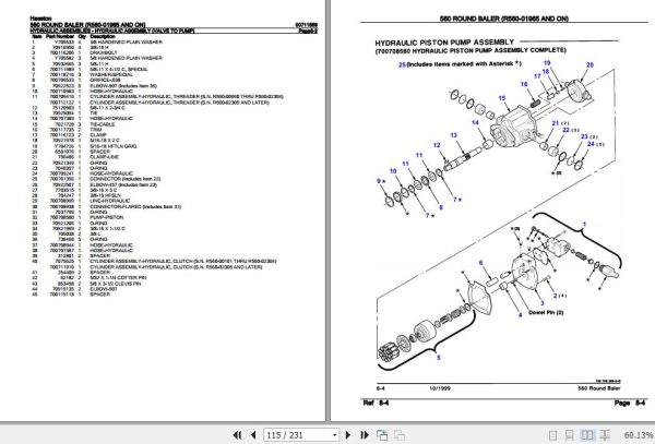 Hesston Round Baler 560 Parts Catalog 00711559 3