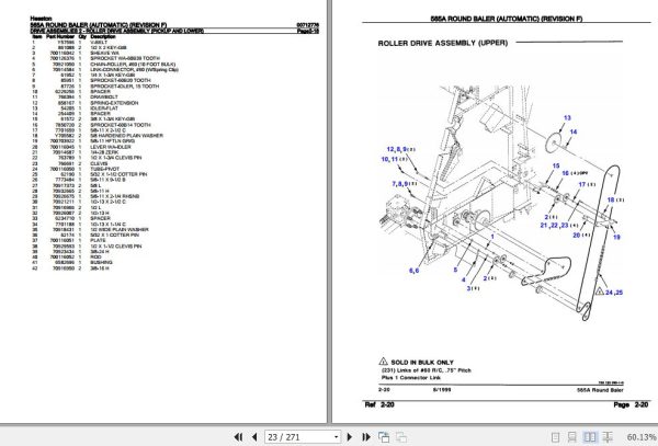 Hesston Round Baler 565A Parts Catalog 00712776 2