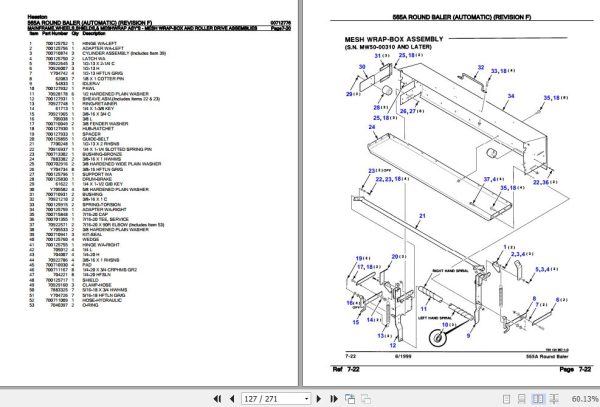 Hesston Round Baler 565A Parts Catalog 00712776 3