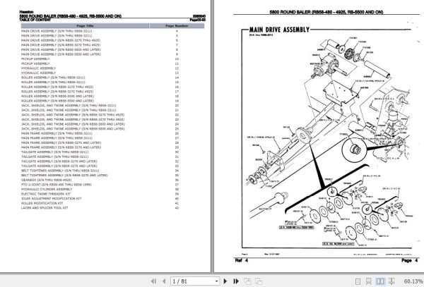 Hesston Round Baler 5800 Parts Catalog 8080640 1