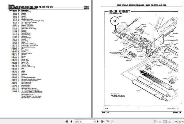 Hesston Round Baler 5800 Parts Catalog 8080640 2