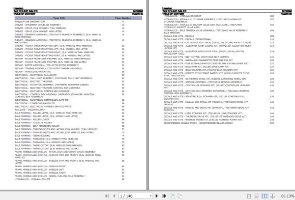 Hesston Round Baler 745 Parts Catalog 00722596 1