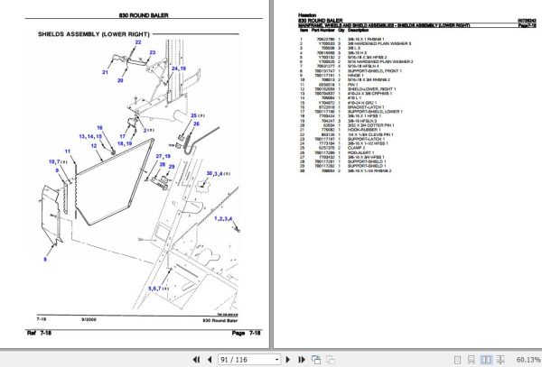 Hesston Round Baler 830 Parts Catalog 00726242 3
