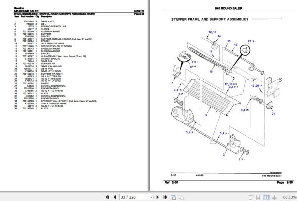Hesston Round Baler 845 Parts Catalog 00719171 2