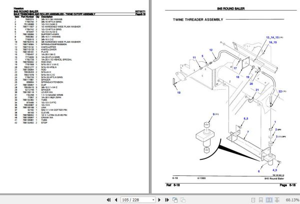 Hesston Round Baler 845 Parts Catalog 00719171 3