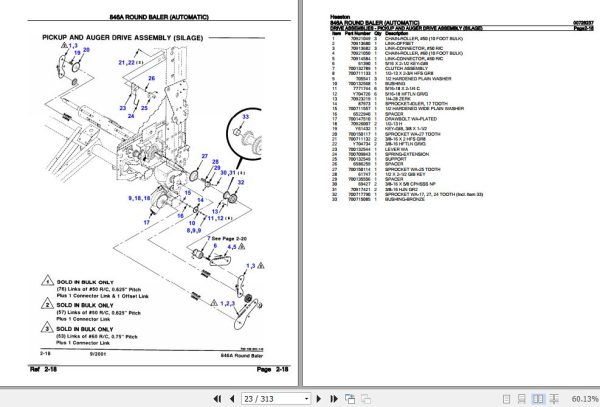 Hesston Round Baler 846A Parts Catalog 00726237 2