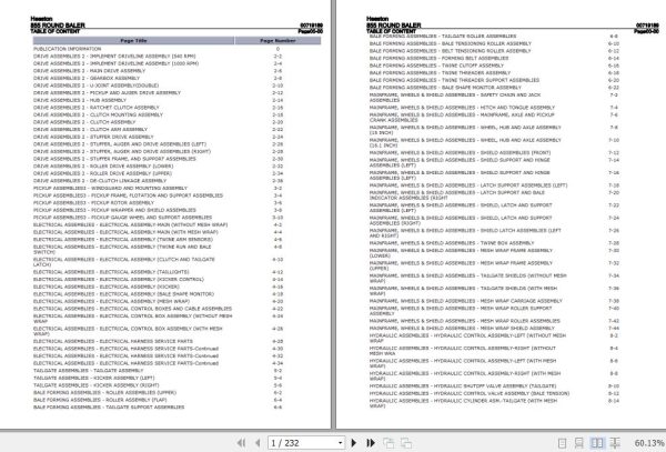 Hesston Round Baler 855 Parts Catalog 00719189 1