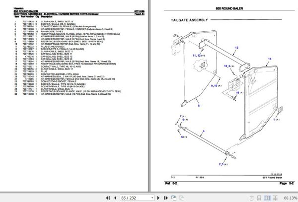Hesston Round Baler 855 Parts Catalog 00719189 2