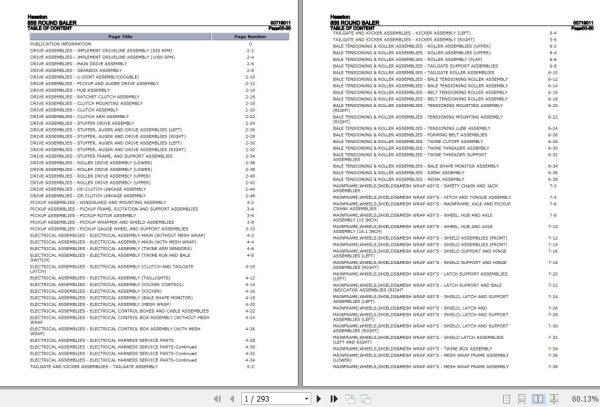 Hesston Round Baler 856 Parts Catalog 00719011 1