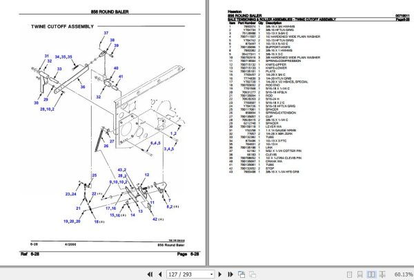 Hesston Round Baler 856 Parts Catalog 00719011 3